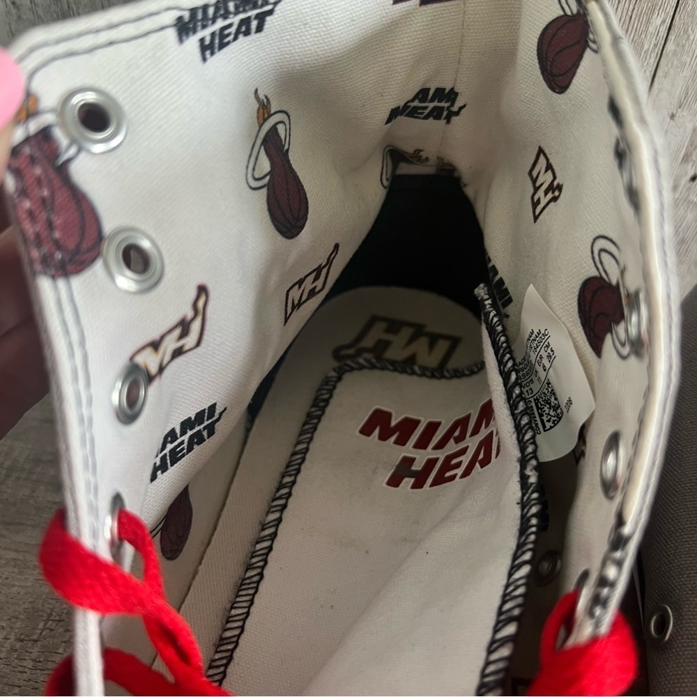 Converse Custom Miami Heat Gray High-Top Sneakers 11 - Picture 4 of 7